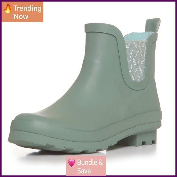 Waterproof Rubber Rain Boots Lightweight Chelsea Cut Women's Ankle Booties